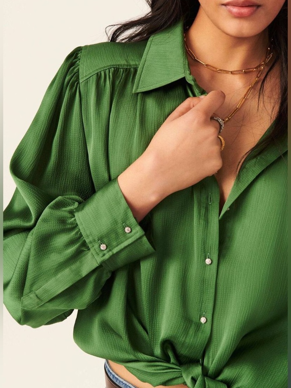 Ba&Sh Féria Tie Shirt in Vert - Picture 3 of 11